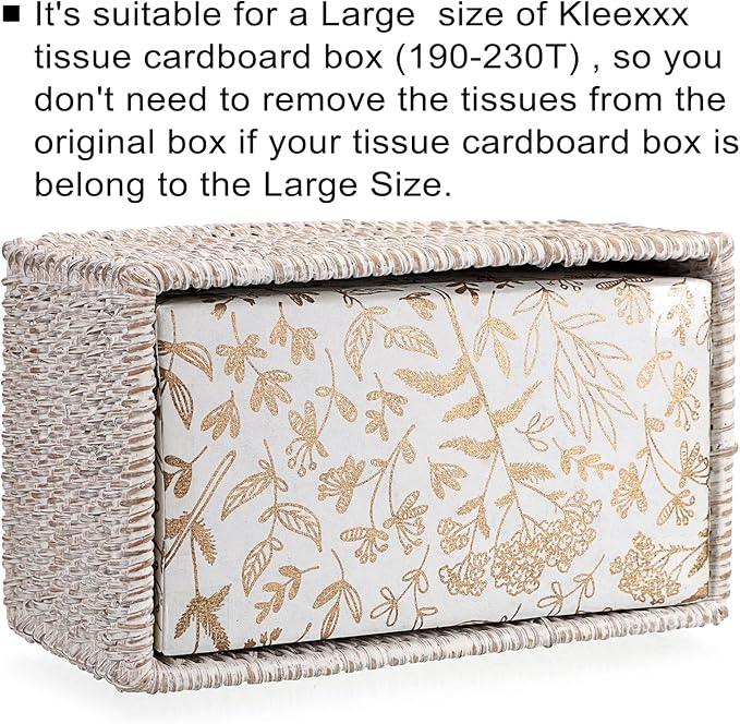 Sumnacon Tissue Box Cover Large Rectangle Tissue Box Rattan Tissue Box Holder,Wicker Decorative Tissue Holder for Bathroom Toilet Living Room Kitchen Office Table Desk,Whitewash - ModernBath