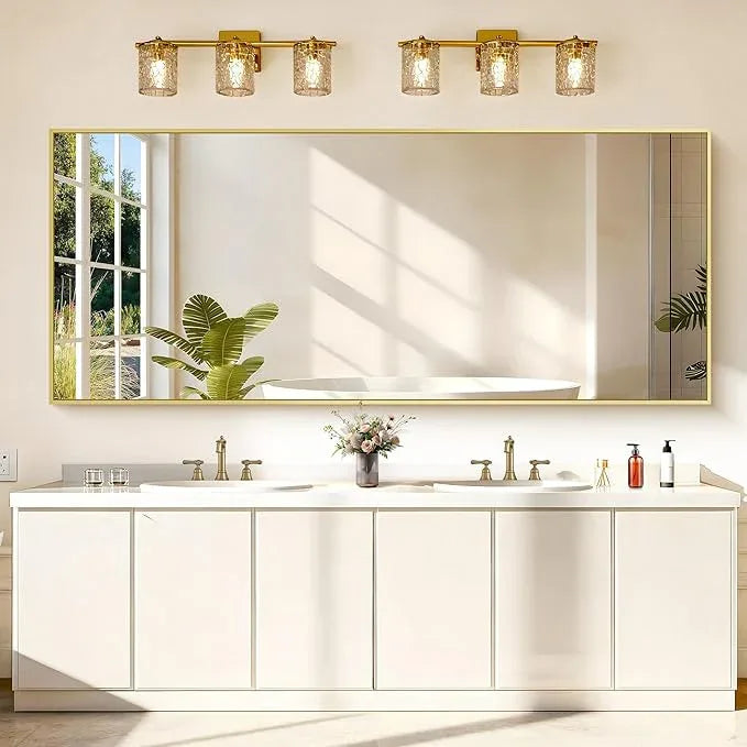 COFENY 36x72inch Bathroom Mirror, Gold Rectangle Mirror with Thin Metal Frame, Large Rectangular Wall Mirrors for Bathroom, Living Roomm, Hair Salon, Big Farmehouse Mirror Hang Horizontal/Vertical - ModernBath