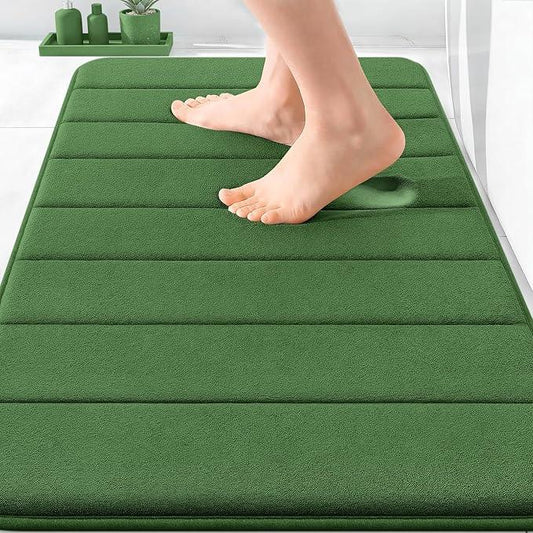 OLANLY Memory Foam Bath Mat 30x20, Super Soft Absorbent Bathroom Rugs, Quick Dry, Machine Washable Shower Floor Rugs, Bathmat Carpet, Bathroom Home Decor Accessories, Olive Green - ModernBath