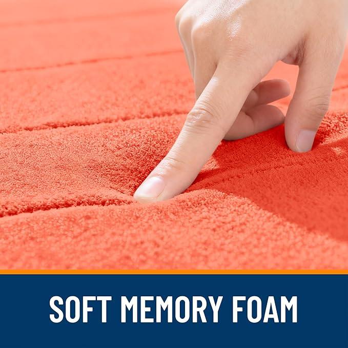 OLANLY Memory Foam Bath Mat 70x46, Super Soft Absorbent Bathroom Rugs, Quick Dry, Machine Washable Shower Floor Rugs, Bathmat Carpet, Bathroom Home Decor Accessories, Coral - ModernBath