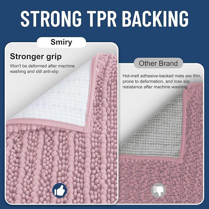Smiry Bathroom Rugs Mat 24x16, Extra Soft Absorbent Chenille Bath Rugs, Non Slip Rubber Backing Machine Washable Quick Dry Bath Mats for Bathroom Floor, Tub, Shower, Home Decor Accessories, Dusty Rose - ModernBath