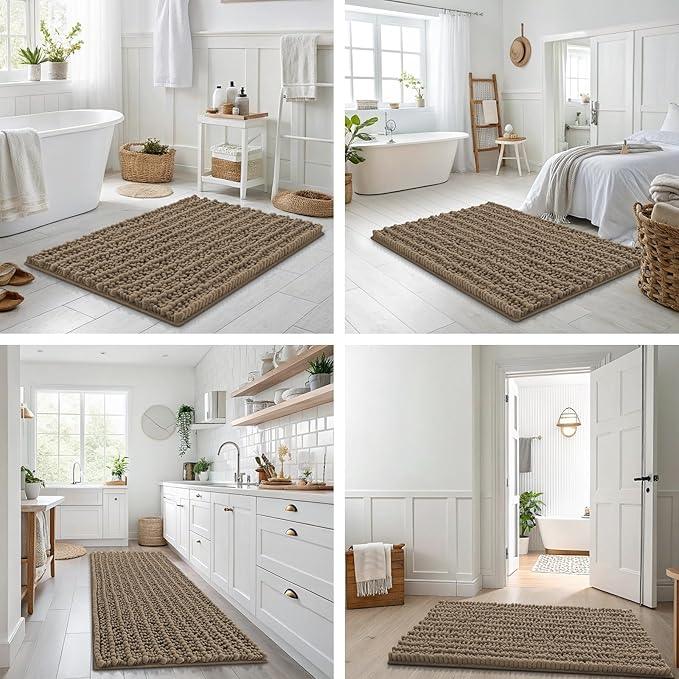 Smiry Bathroom Rugs Mat 40x32, Extra Soft Absorbent Chenille Bath Rugs, Non Slip Rubber Backing Machine Washable Quick Dry Bath Mats for Bathroom Floor, Tub, Shower, Home Decor Accessories, Camel - ModernBath