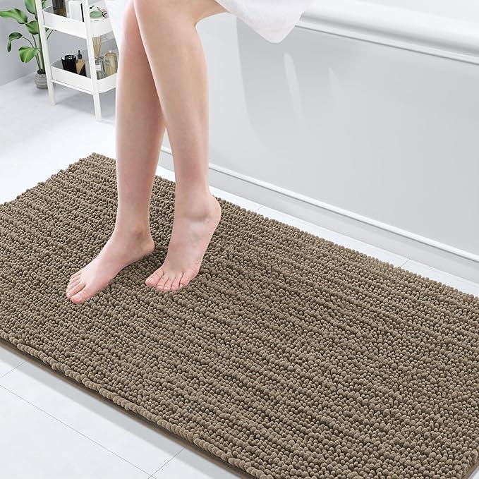 Arotive Luxury Chenille Bathroom Rug Mat, Extra Soft Thick Absorbent Shaggy Bath Rugs, Non-Slip Machine Wash Dry, Plush Bath Mats for Bathroom, Shower and Tub, 70x24, Camel - ModernBath