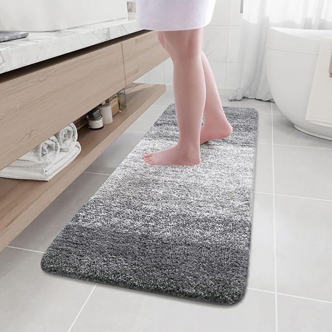 Arotive Microfiber Bathroom Rugs, Shaggy Soft and Absorbent Bath Rug, Non-Slip, Thick Plush Machine Washable Dry Bath Mats for Bathroom, Tub and Shower, 59x17, Grey, Rectangular - ModernBath