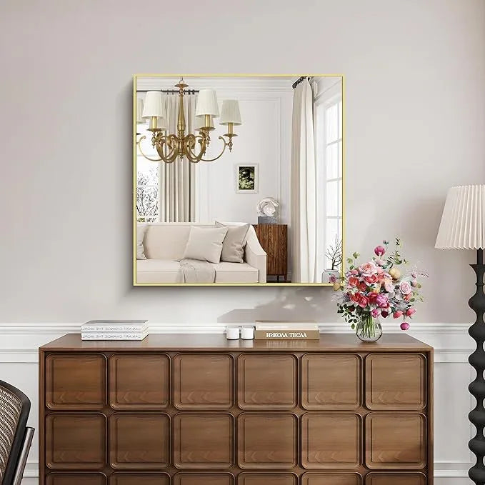KOCUUY Large Gold Bathroom Mirror, 36x36 Inch Square Mirror for Bathroom Sink, Oversized Wall Mirror with Metal Gold Frame for Living Room, Farmhouse, Entryway, Hang Horizontal/Vertical - ModernBath