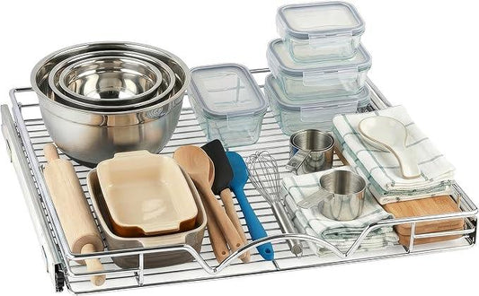 HOLDN’ STORAGE Pull Out Cabinet Organizer, Heavy Duty Caddy w/Lifetime Limited Warranty -22”W x 21”D - Requires At Least 23-1/4” Cabinet Opening, Steel Metal Cabinet Drawers Slide Out, Chrome - ModernBath