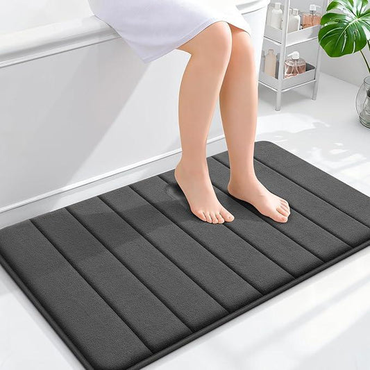 OLANLY Memory Foam Bath Mat 36x24, Super Soft Absorbent Bathroom Rugs, Quick Dry, Machine Washable Shower Floor Rugs, Bathmat Carpet, Bathroom Home Decor Accessories, Black - ModernBath