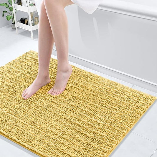 Arotive Luxury Chenille Bathroom Rug Mat, Extra Soft Thick Absorbent Shaggy Bath Rugs, Non-Slip Machine Wash Dry, Plush Bath Mats for Bathroom, Shower and Tub, 40x32, Yellow - ModernBath