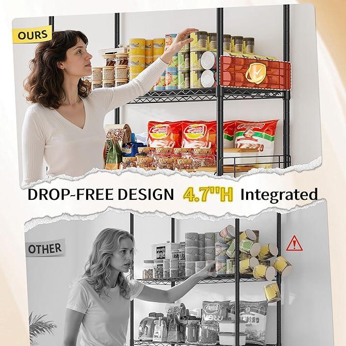71.5‘’H Wire Shelving Unit With Shelf Linker,5 Tier Metal Shelving Pantry Kitchen Shelves with Side Blockers,Adjustable Standing Storage Shelves Rack with Hooks,Shelf for Utility Room,Basement,office - ModernBath