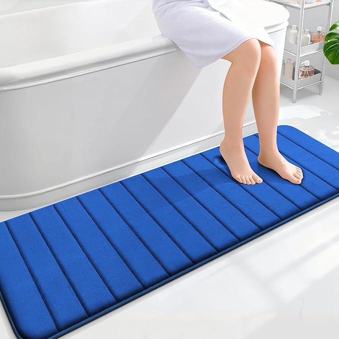OLANLY Memory Foam Long Bathroom Rugs Runner 59x20, Super Soft Absorbent Bath Mat, Quick Dry, Machine Washable Shower Floor Rugs, Bathmat Carpet, Bathroom Home Decor Accessories, Royal Blue - ModernBath