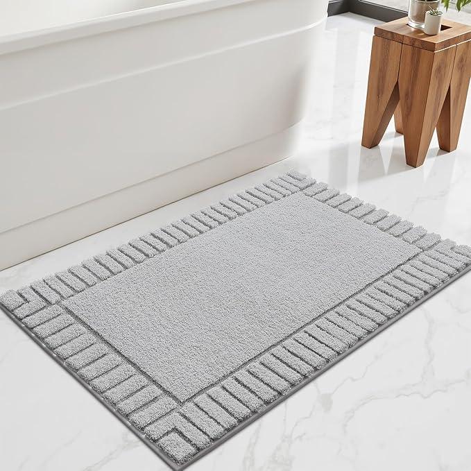 LUMI Bathroom Rugs Non Slip with Rubber Backing, Extra Soft Plush Microfiber Bath Rug Absorbent, Machine Washable Bath Mat Quick Dry for Tub, Shower, Hotel, Light Grey, 24"x43" - ModernBath