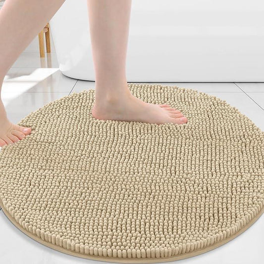 Arotive Bathroom Rugs Round 30x30, Extra Soft Absorbent Shaggy Chenille Bath Rugs, Machine Washable Rubber Backing Non-Slip Bath Mats for Bathroom Floor Tub and Shower, Home Decor Accessories, Beige - ModernBath