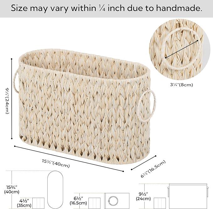 GRANNY SAYS Toilet Paper Storage, Toilet Paper Basket for Bathroom, 6 Mega Rolls Organizer Free Standing, Wicker Basket for Bathroom Storage, Butter Milk - ModernBath