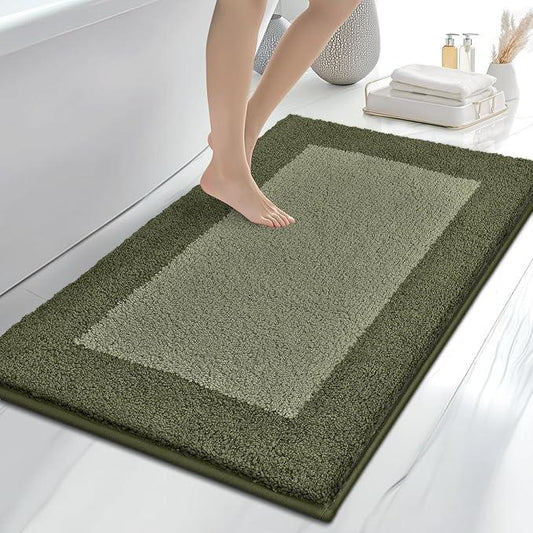 anllugs Bathroom Rugs 30" x 46", Non-Slip Extra Soft Absorbent Bath Rugs, Machine Washable Quick Dry Bath Mats for Bathroom Floor, Shower, Bathtub and Sink, Olive Green & Green - ModernBath