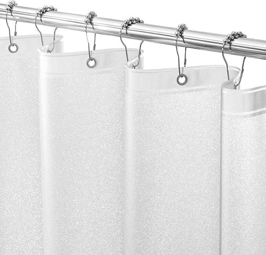 Seenus Waterproof Plastic Glitter Shower Curtain White, Sparkle PEVA Shower Curtain Liner with 3 Large Magnets, 72 x 72 inch Blingbling Shimmery Bathroom Décor Shower Curtain - ModernBath