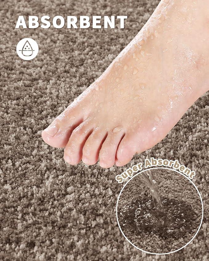 Yimobra Long Bathroom Rug Non Slip Washable, Soft Absorbent Microfiber Bath Mat, Dual-Tone Decor Rug with Rubber Backing for Bathroom Floor,Tub and Shower,47x24,Home Essentials,Brown and White - ModernBath