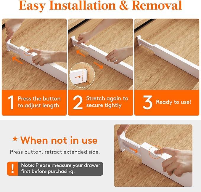 Lifewit 5 Pack Kitchen Drawer Dividers 2.36" High, 16"-22" Adjustable Drawer Organizer for Utensils/Clothes/Makeup, Plastic Expandable Separators in Dresser/Bedroom/Bathroom/Office Storage - ModernBath