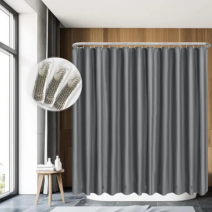 Clawfoot Tub Shower Curtain with 12 Magnets - 36 Metal Hooks Included, 180" W x 70" H Wrap Around, Waterproof PEVA Shower Liner for Bathroom, PVC Free, Metal Grommets - Dark Gray, 180x70 - ModernBath