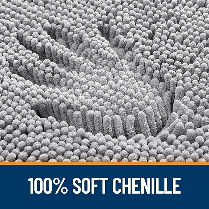 OLANLY Toilet Rugs U-Shaped 20x20, Extra Soft Absorbent Chenille Contour Bathroom Rugs for Toilet, Dry Quickly, Machine Washable, Non-Slip Bath Mat, Grey - ModernBath