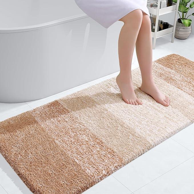 OLANLY Bathroom Runner Rugs 54x24, Extra Soft Absorbent Microfiber Bath Rugs, Rubber Backing, Quick Dry, Machine Washable Bath Mats for Bathroom Floor, Tub and Shower, Home Decor Accessories, Beige - ModernBath