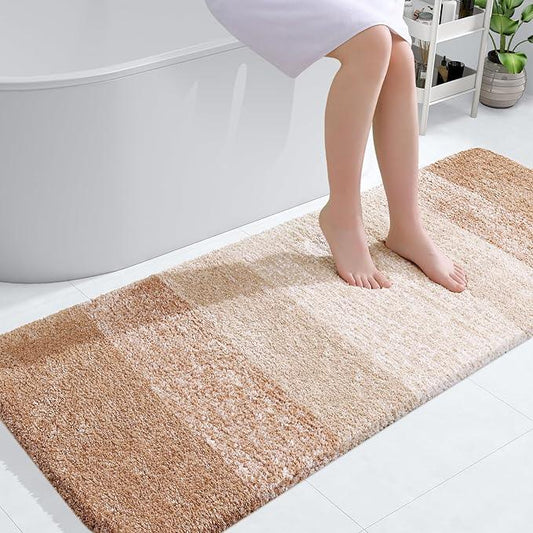 OLANLY Bathroom Runner Rugs 54x24, Extra Soft Absorbent Microfiber Bath Rugs, Rubber Backing, Quick Dry, Machine Washable Bath Mats for Bathroom Floor, Tub and Shower, Home Decor Accessories, Beige - ModernBath