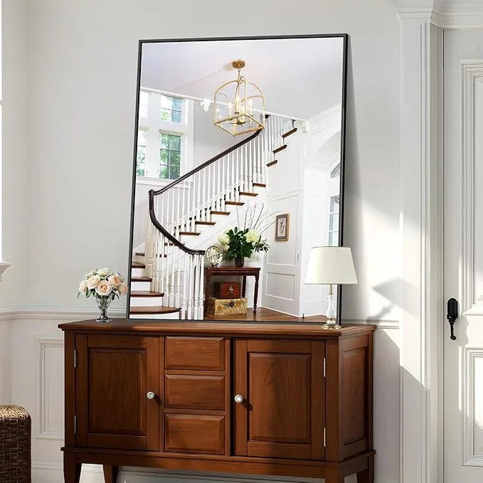 KOCUUY Black Mirror, 48"x36" Rectangle Bathroom Mirror for Over Sink, HD Tempered Glass, Anti-Rust Frame, Modern Design for Bathroom, Bedroom, Living Room, Entryway, Hang Horizontal/Vertical - ModernBath