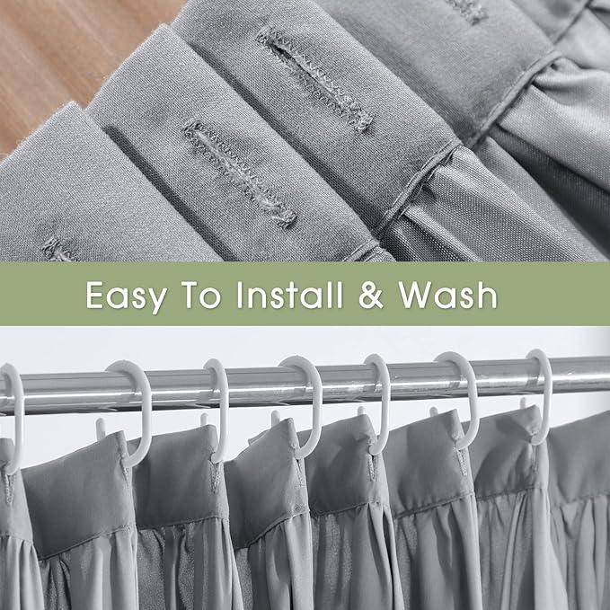Homechoice Decor Victorian Ruffle Shower Curtain, Vintage Handcrafted Bow Tie Bath Curtain for Master Bathroom, Ruched Microfiber Bathroom Curtain with 12 Buttonholes, 72" W x 72" H, Gray (LQ-10) - ModernBath