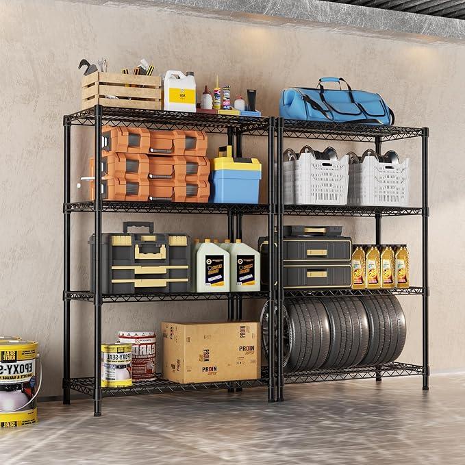 SINGAYE 4 Shelves Wire Storage Shelf 1400LBS Heavy Duty Storage Shelving Unit Metal Organizer Wire Rack Shelving 18" Dx36 Wx59 H Black - ModernBath