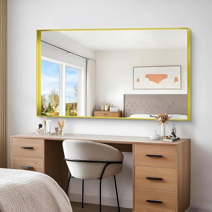NIMURY Gold Bathroom Mirror, 36x60 Inch Rectangular Deep Frame Mirror, Large Wall Mounted Bathroom Vanity Mirror Over Sink for Bedroom,Restroom, Living Room, Hangs Vertically or Horizontally - ModernBath