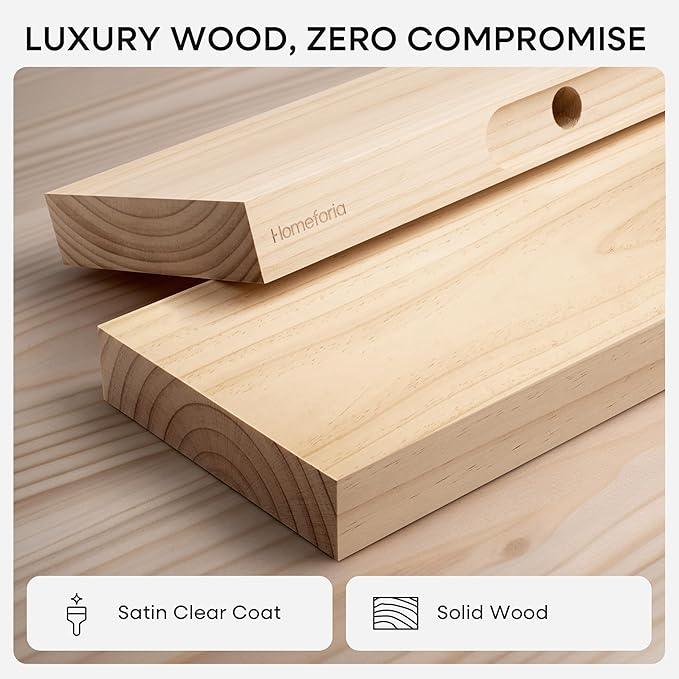 Homeforia 36 inch Natural Floating Shelf, High End Solid Real Wood 36inch Small Floating Shelves for Wall Mounted, Natural Wooden Floating Shelves, Heavy Duty Bracket, 36 X 6.5 X 1.75 in, Set of 3 - ModernBath