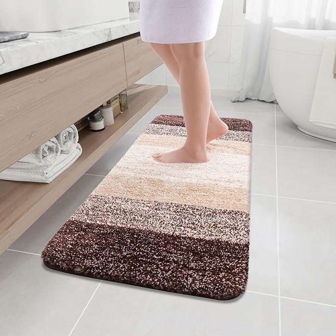 Arotive Microfiber Bathroom Rugs, Shaggy Soft and Absorbent Bath Rug, Non-Slip, Thick Plush Machine Washable Dry Bath Mats for Bathroom, Tub and Shower, 47x20, Brown, Rectangular - ModernBath