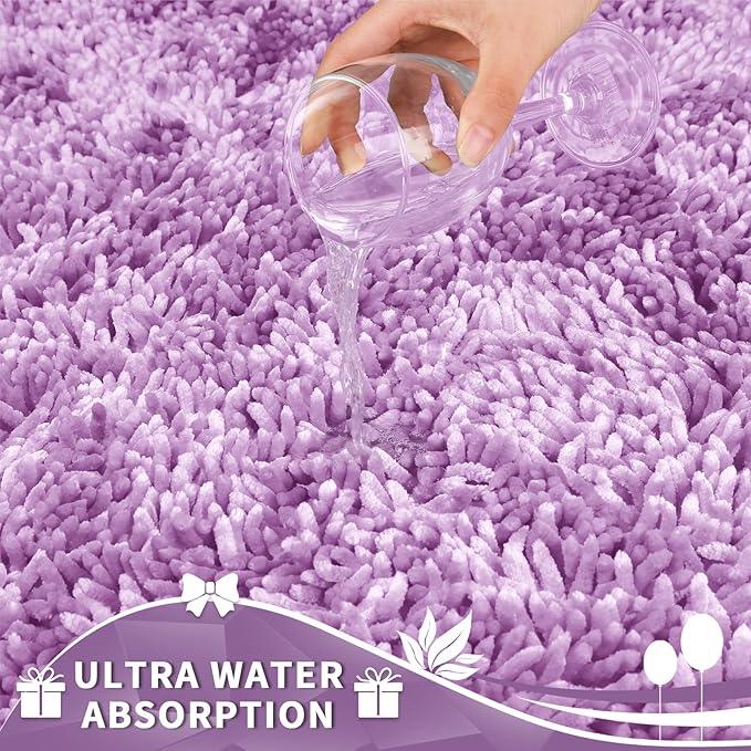 Yimobra Toilet Rugs U Shaped Washable, Extra Thick Soft Absorbent Chenille Contour Bathroom Rugs for Toilet 24x20 Inch, Quick Dry Non Slip Toilet Mat for Bath Floor, Lilac - ModernBath