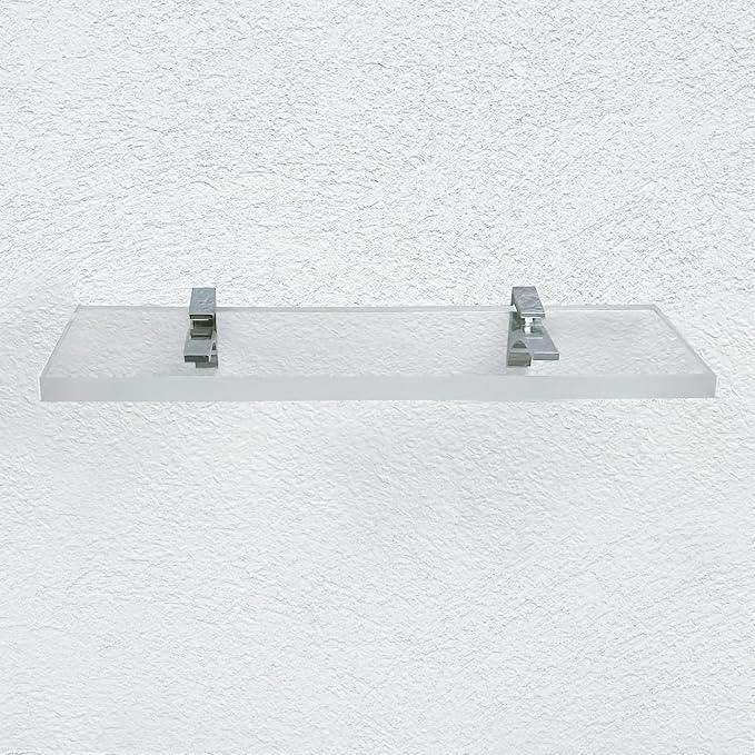 Clear Acrylic Shelves for Wall Storage, 6" W X 36" L, 3/4" Thick Wall Mounted Floating Shelves for Bedroom, Living Room, Bathroom, Kitchen -‎Easy Installation with Screws and Chrome Finish Brackets - ModernBath