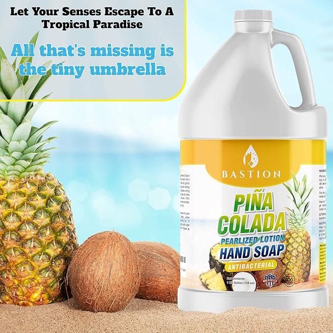 Bastion Antibacterial Hand Soap - Pina Colada - Moisturizing Pearlized Liquid Hand Wash - 1 Gallon (128 oz.) Bulk Refill Jug. Pina Colada Scented. Non-toxic. Made in the USA. - ModernBath