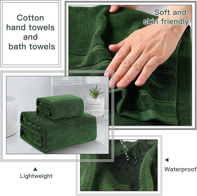 WSBArt 32PCS Bathroom Accessory Set Green Bathroom Accessories Bathroom Set, Shower Curtain Set, 2 Piece Bath Towel Set, 3PC Soap Dispenser, Toilet Brush & Trash Can - ModernBath