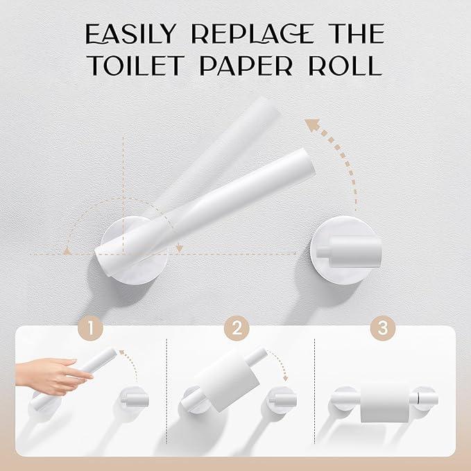 Day Moon™ Matte White Toilet Paper Holder Wall Mount - Modern Pivoting Toilet Paper Roll Holder - ModernBath