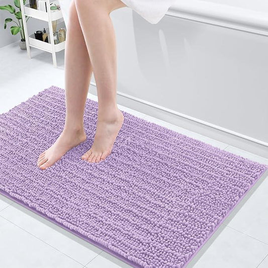 Arotive Luxury Chenille Bathroom Rug Mat, Extra Soft Thick Absorbent Shaggy Bath Rugs, Non-Slip Machine Wash Dry, Plush Bath Mats for Bathroom, Shower and Tub, 40x24, Light Purple - ModernBath
