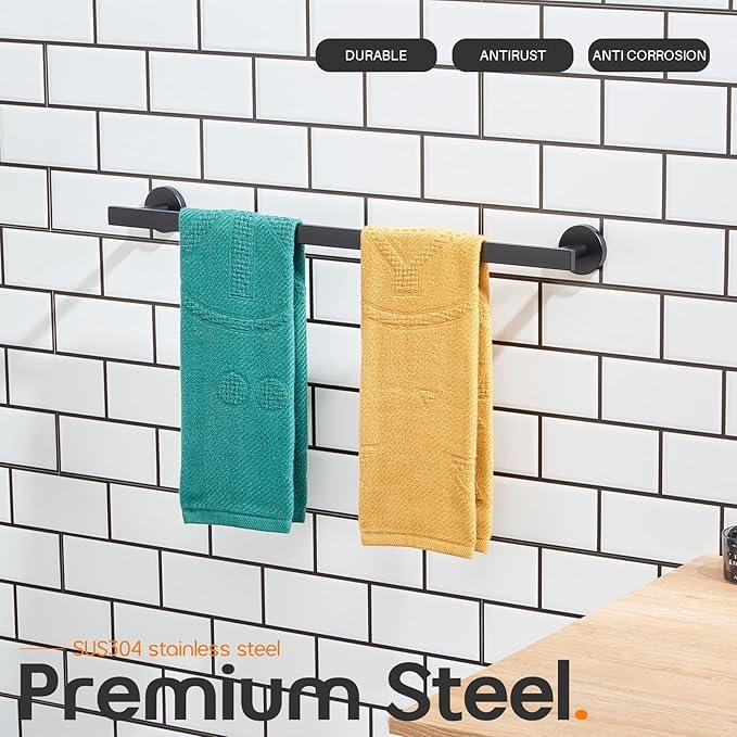 24 Inch Bathroom Towel Racks Bath Towel Bars Kitchen Towel Holder Towel Rails Wall Mounted SUS304 Stainless Steel Matte Black AN4001MB-L24 - ModernBath