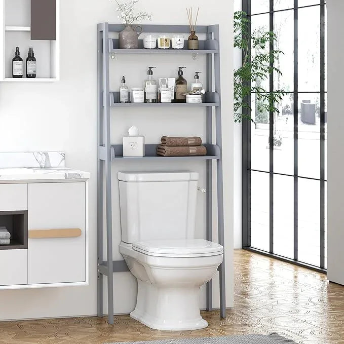 UTEX Over Toilet Bathroom Organizer, 3-Tier Above Toilet Storage Shelf Rack, Bathroom Shelves Over Toilet (Gray) - ModernBath