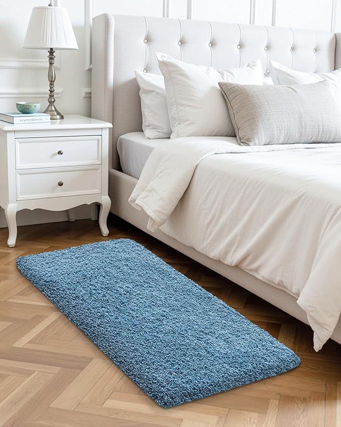 ILANGO Blue Bathroom Rugs 60" × 24" Non Slip & Super Absorbent Extra Thick Soft, Washable Bath Carpet Runner for Floor, Microfiber Plush Shaggy Bath Mats with Rubber for Bedroom Bathtub Shower Room - ModernBath