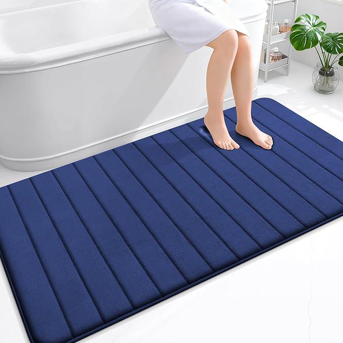 OLANLY Memory Foam Bath Mat 59x35, Super Soft Absorbent Bathroom Rugs, Quick Dry, Machine Washable Shower Floor Rugs, Bathmat Carpet, Bathroom Home Decor Accessories, Twilight Sapphire - ModernBath