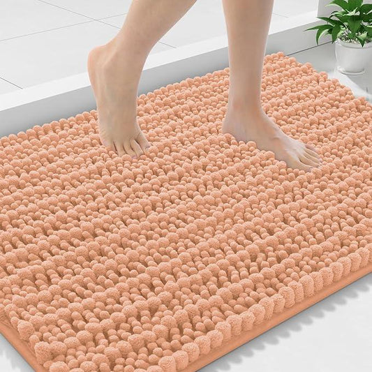 Smiry Bathroom Rugs Mat 36x24, Extra Soft Absorbent Chenille Bath Rugs, Non Slip Rubber Backing Machine Washable Quick Dry Bath Mats for Bathroom Floor, Tub, Shower, Home Decor Accessories, Peach - ModernBath