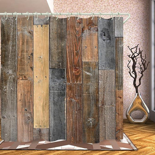 LYFANS Bathroom Features Retro Wooden 3D Shower Curtain, Luxurious Bathtub Waterproof Shower Curtains, Bright Fabric Shower Curtains, Size (59x72 inches) - ModernBath