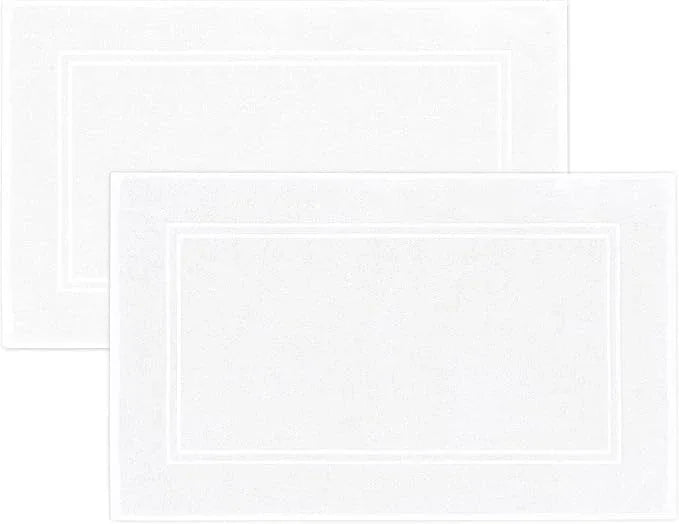 Tens Towels Pack of 2 Bath Mats 100% Cotton, 20 x 32 Inches, Super Absorbent, Hotel Quality Premium Floor Towels, Luxurious, Soft & Quick Dry, Not a Bathroom Rug, White - ModernBath