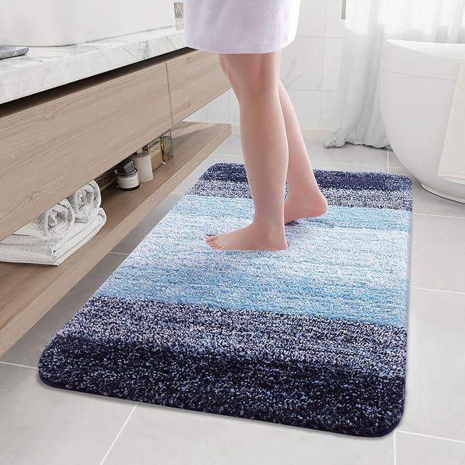 Arotive Microfiber Bathroom Rugs, Shaggy Soft and Absorbent Bath Rug, Non-Slip, Thick Plush Machine Washable Dry Bath Mats for Bathroom, Tub and Shower, 50x30, Blue, Rectangular - ModernBath