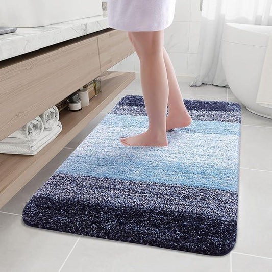 Arotive Microfiber Bathroom Rugs, Shaggy Soft and Absorbent Bath Rug, Non-Slip, Thick Plush Machine Washable Dry Bath Mats for Bathroom, Tub and Shower, 50x30, Blue, Rectangular - ModernBath