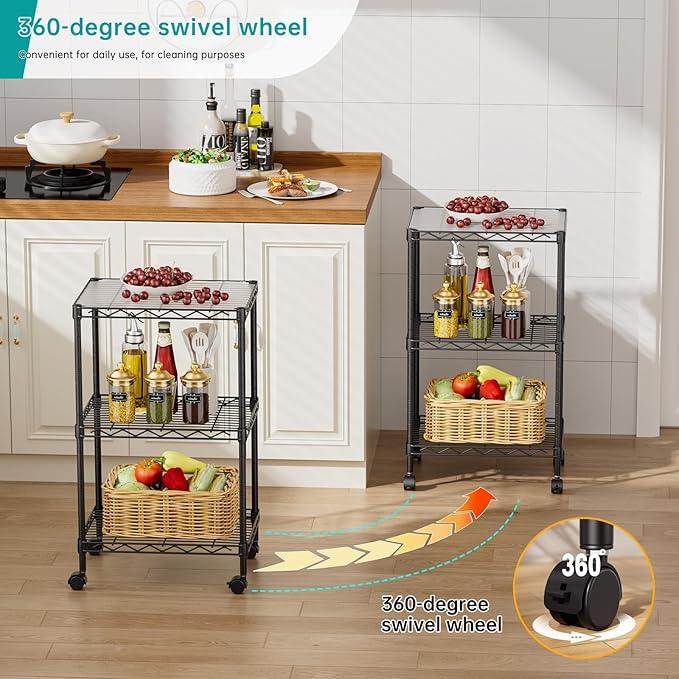 SINGAYE Shelf Closet Wire Shelving：Adjustable Metal Unit for Laundry Room Organization Bathroom Kitchen Home Storage with Wheels Small Pantry Rack Shelves - ModernBath