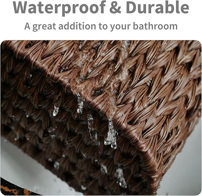 GRANNY SAYS Toilet Paper Storage Basket with Lid, Woven Toilet Paper Holder, Waterproof Bathroom Organizers and Storage, Wicker Basket for Bathroom Storage, Brown - ModernBath
