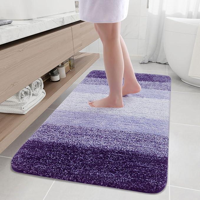 Arotive Microfiber Bathroom Rugs, Shaggy Soft and Absorbent Bath Rug, Non-Slip, Thick Plush Machine Washable Dry Bath Mats for Bathroom, Tub and Shower, 50x30, Dark Purple, Rectangular - ModernBath