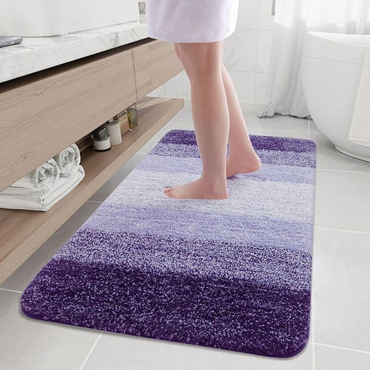 Arotive Microfiber Bathroom Rugs, Shaggy Soft and Absorbent Bath Rug, Non-Slip, Thick Plush Machine Washable Dry Bath Mats for Bathroom, Tub and Shower, 50x30, Dark Purple, Rectangular - ModernBath